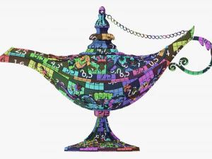 Aladdin Magic Lamp Decorated Gold 3D Model