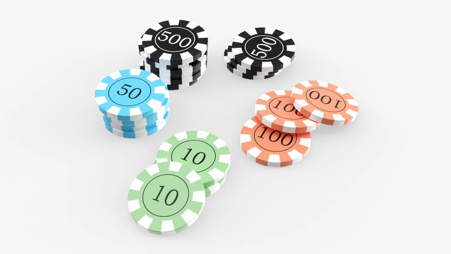 Casino Chip Stacks 02 3D Model .c4d .max .obj .3ds .fbx .stl .blend