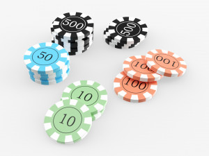Casino Chip Stacks 02 3D Model