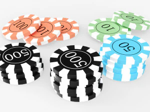 Casino Chip Stacks 02 3D Model