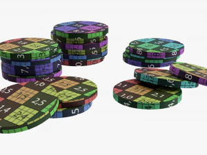Casino Chip Stacks 02 3D Model