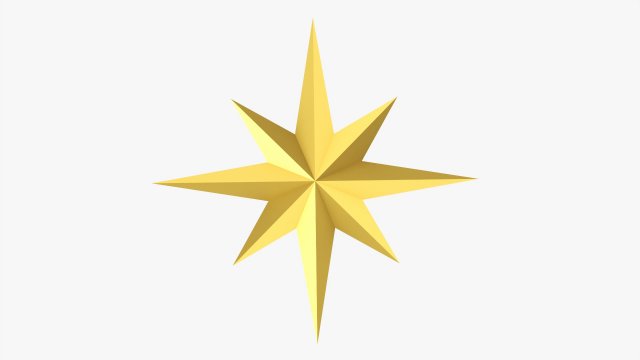 Christmas Gold Star 3D Model .c4d .max .obj .3ds .fbx .stl .blend 