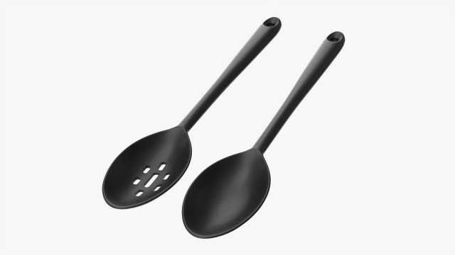 Cooking Spoon 2-Piece Set 3D Model .c4d .max .obj .3ds .fbx .stl .blend 
