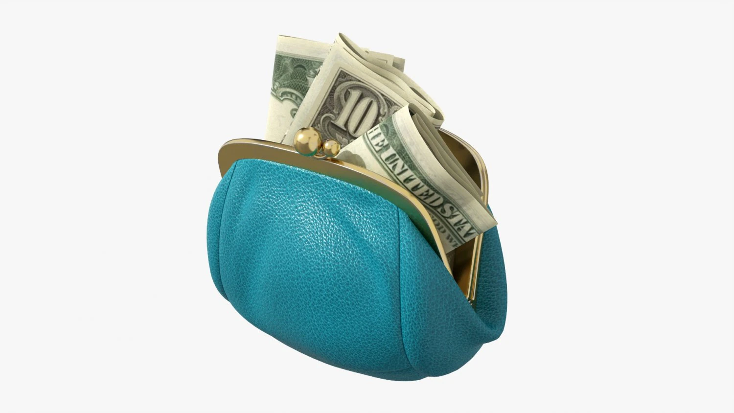 Female Purse With Banknotes 3D Model .c4d .max .obj .3ds .fbx .stl .blend