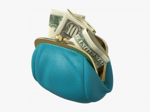 Female Purse With Banknotes 3D Model