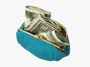 Female Purse With Banknotes 3D Model