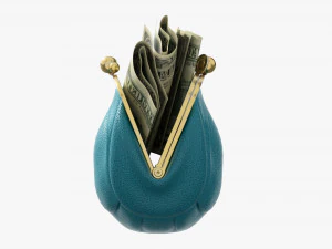 Female Purse With Banknotes 3D Model