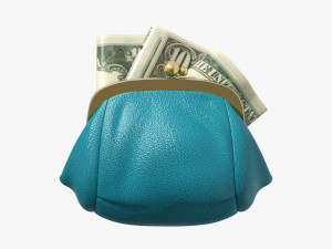 Female Purse With Banknotes Modello 3D