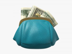 Female Purse With Banknotes 3D Model