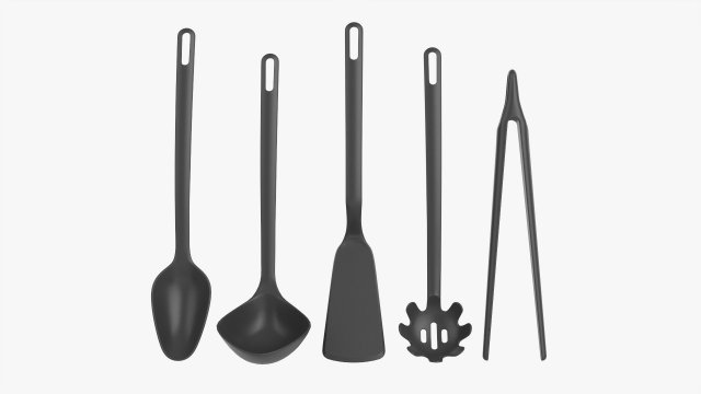 Kitchen 5-Piece Utensil Set 3D 模型 .c4d .max .obj .3ds .fbx .stl .blend 