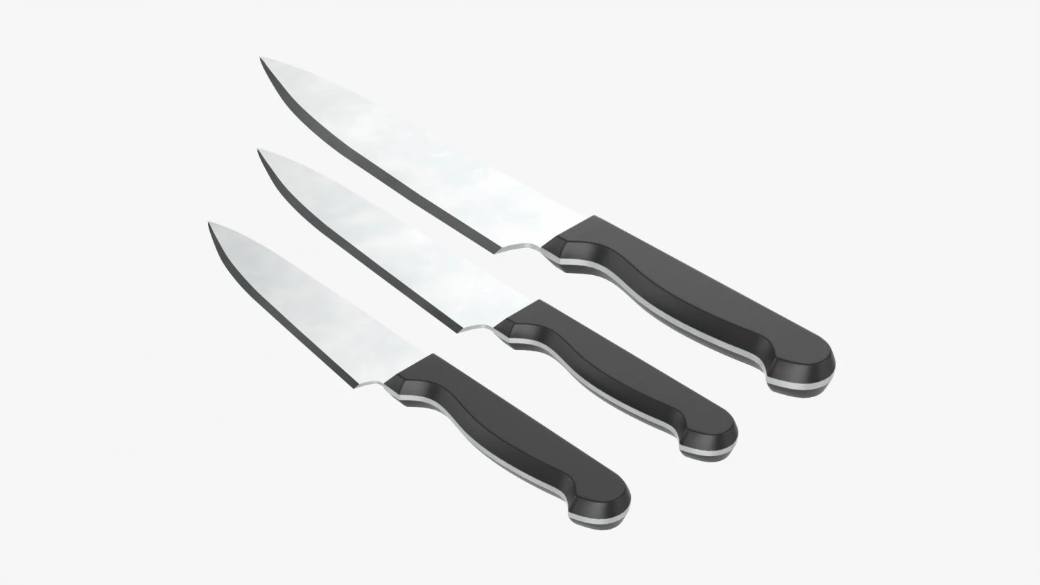 Kitchen Knives Various Sizes 3D Model .c4d .max .obj .3ds .fbx .stl .blend 