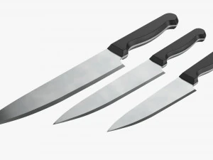 Kitchen Knives Various Sizes 3D Model
