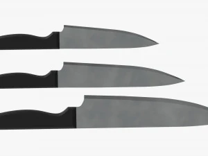 Kitchen Knives Various Sizes 3D Model