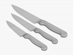 Kitchen Knives Various Sizes 3D Model