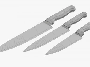 Kitchen Knives Various Sizes 3D Model