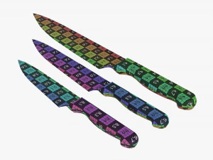 Kitchen Knives Various Sizes 3D Model