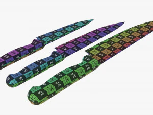 Kitchen Knives Various Sizes 3D Model