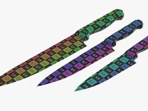 Kitchen Knives Various Sizes 3D Model
