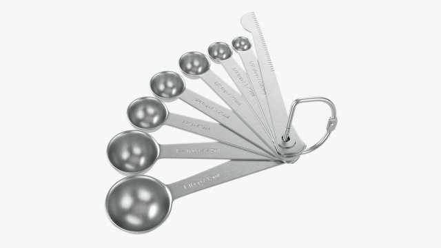 Measuring Spoons 8-Set 3D Модель .c4d .max .obj .3ds .fbx .stl .blend 