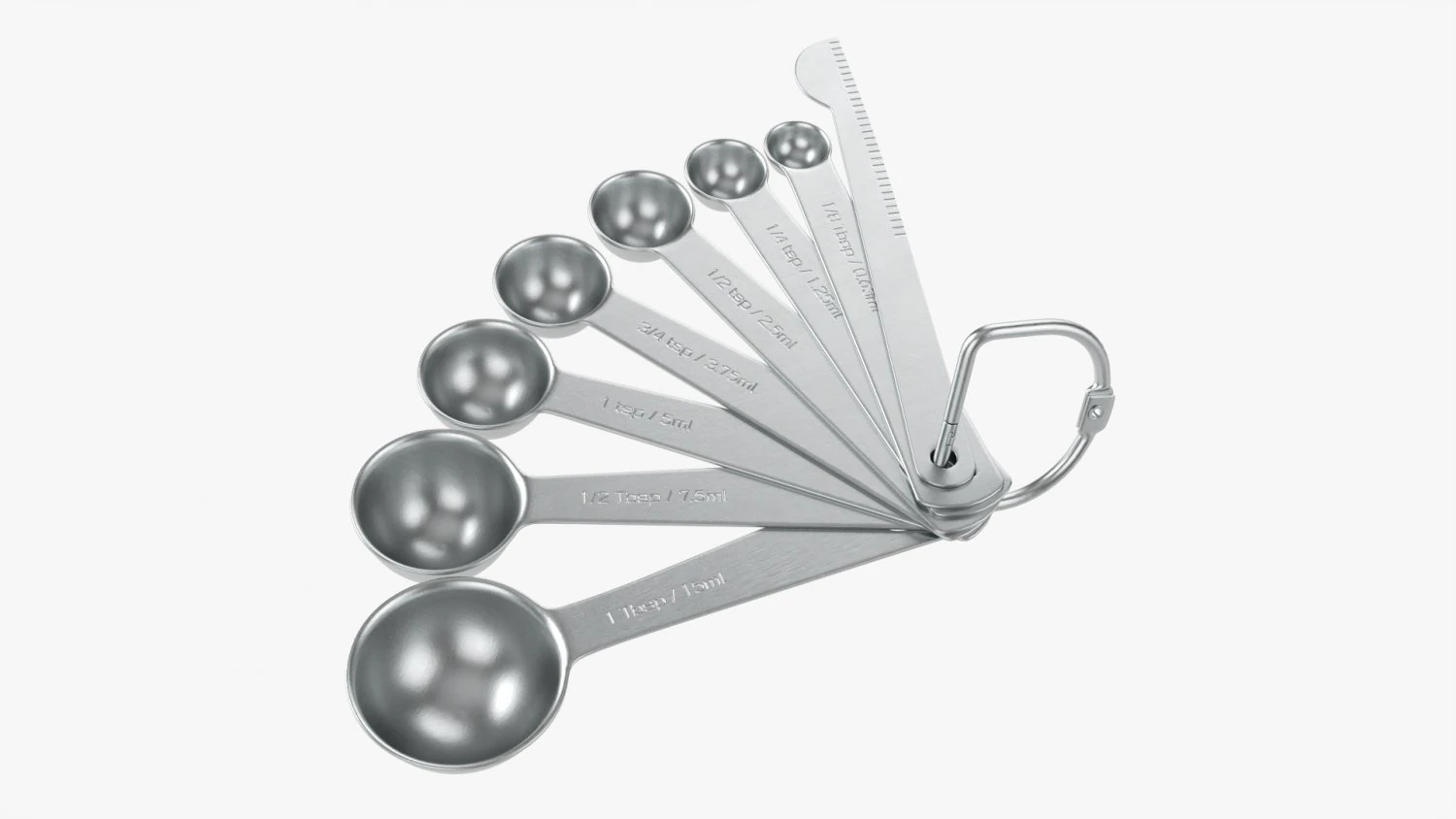 Measuring Spoons 8-Set 3D Model .c4d .max .obj .3ds .fbx .stl .blend 