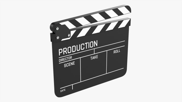 Movie Clapper Board 3D Model .c4d .max .obj .3ds .fbx .stl .blend 