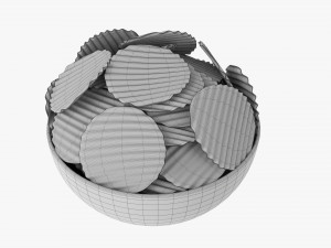 Potato Chips In Bowl 01 3D 模型