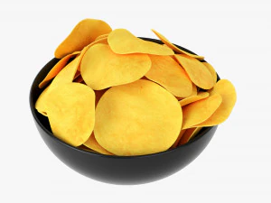 Potato Chips In Bowl 02 3D Model