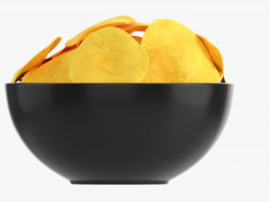 Potato Chips In Bowl 02 3D Model