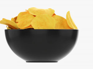 Potato Chips In Bowl 02 3D Model