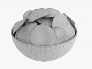 Potato Chips In Bowl 02 3D Model