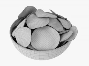 Potato Chips In Bowl 02 3D Model