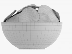 Potato Chips In Bowl 02 3D Model