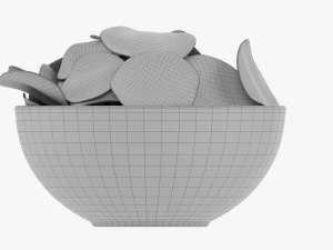 Potato Chips In Bowl 02 3D Model