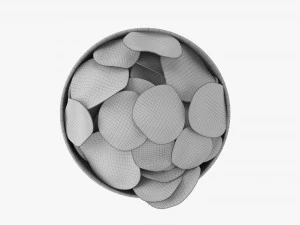 Potato Chips In Bowl 02 3D Model