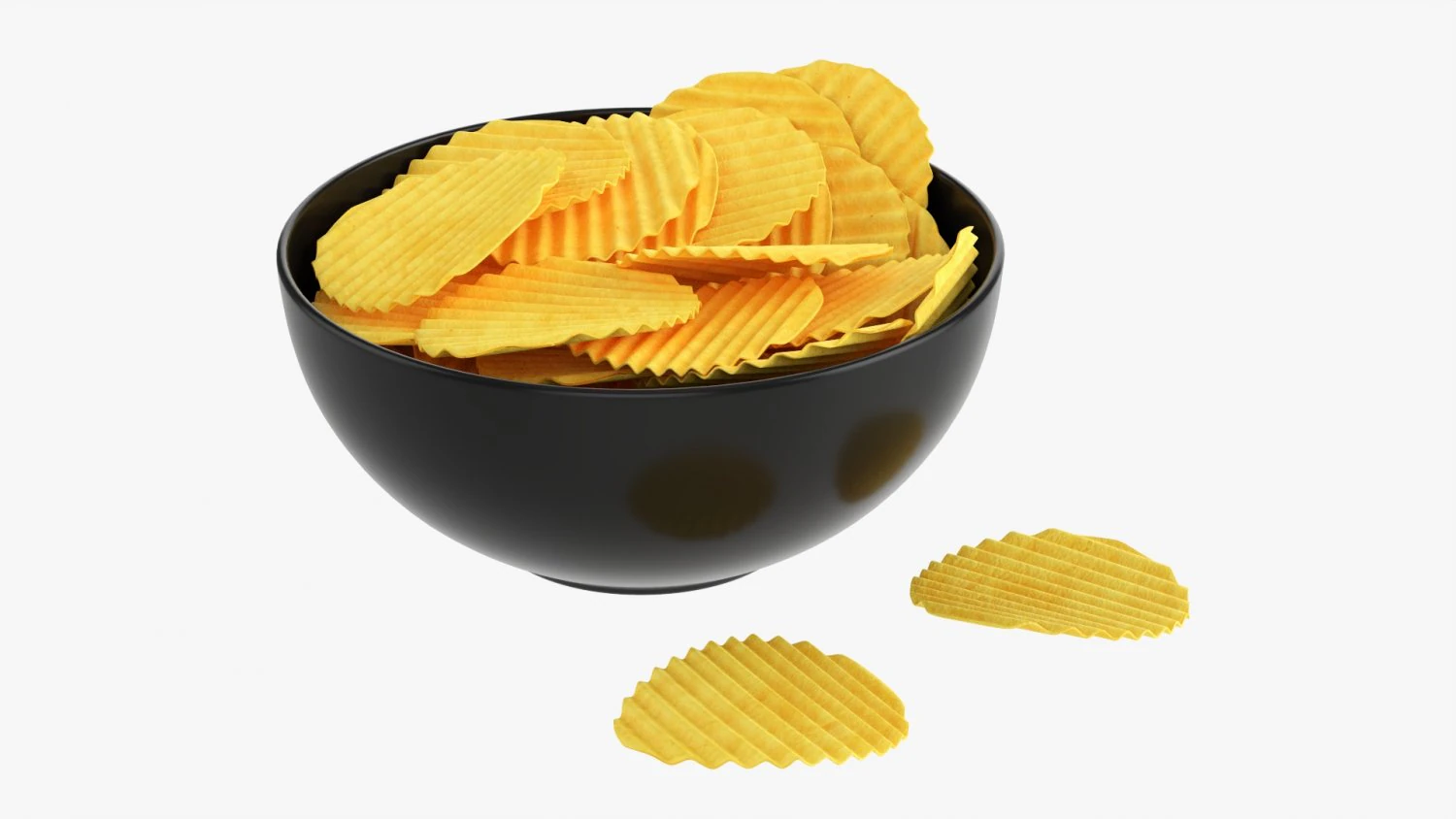 Potato Chips In Bowl 03 3D Model .c4d .max .obj .3ds .fbx .stl .blend 