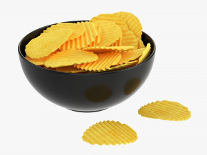 Potato Chips In Bowl 03 3D Model