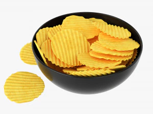 Potato Chips In Bowl 03 3D Model