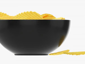 Potato Chips In Bowl 03 3D Model