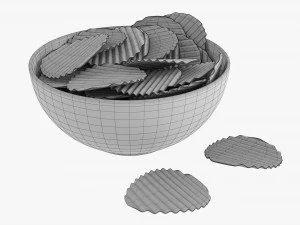Potato Chips In Bowl 03 3D Model