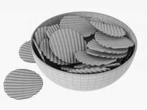 Potato Chips In Bowl 03 3D Model