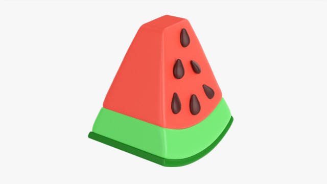 Stylized Watermelon Piece 3D Model .c4d .max .obj .3ds .fbx .stl .blend 