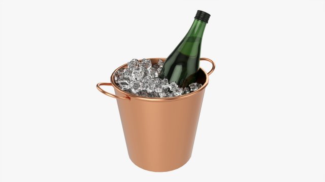 Vermouth Bottle In Bucket With Ice 3D Model .c4d .max .obj .3ds .fbx .stl .blend 