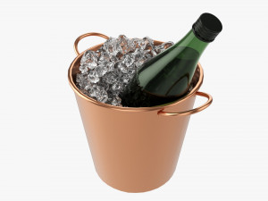 Vermouth Bottle In Bucket With Ice 3D Model