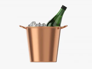 Vermouth Bottle In Bucket With Ice 3D Model