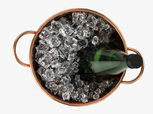 Vermouth Bottle In Bucket With Ice 3D Model
