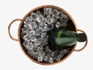 Vermouth Bottle In Bucket With Ice 3D Model