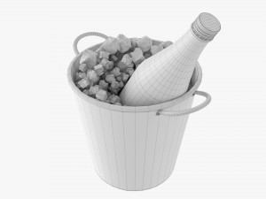 Vermouth Bottle In Bucket With Ice 3D Model