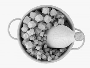 Vermouth Bottle In Bucket With Ice 3D Model