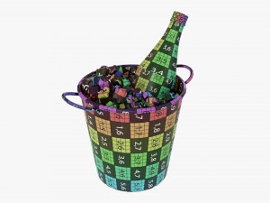 Vermouth Bottle In Bucket With Ice 3D Model