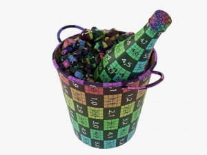 Vermouth Bottle In Bucket With Ice 3D Model